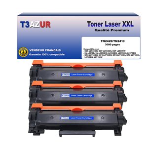 T3AZUR - Lot de 3 Toners compatibles Brother TN2420
