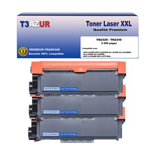 T3AZUR - Lot de 3 Toners compatibles Brother TN-2320