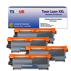 T3AZUR- Lot de 4 Toner Laser compatible Brother TN2220/ TN2210/ TN2010/ TN450 