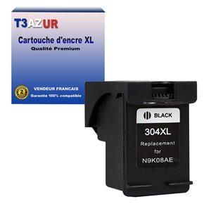 T3AZUR -Cartouche compatible pour HP (n°304) XL/ HP304XL  Noire