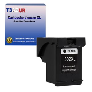 T3AZUR  -Cartouche compatible pour HP n°302 XL / HP302XL (F6U68AE) - Noire