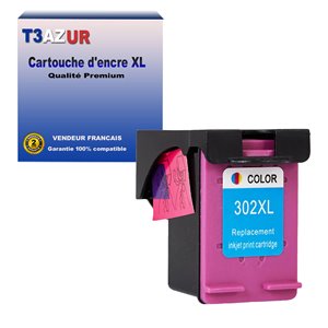 T3AZUR -Cartouche compatible pour HP n°302 XL / HP302XL  (F6U67AE) - Couleur
