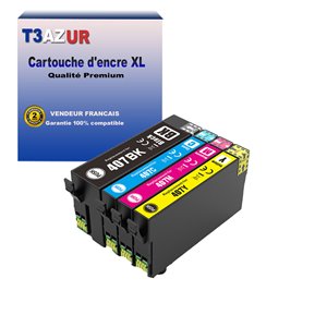 T3AZUR - Lot de 4 Cartouches compatibles Epson 407 XL