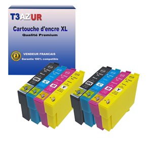 T3AZUR - Lot de 8 Cartouches compatibles Epson T02V6 (502XL)