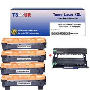 4 Toners +Tambour compatible pour Brother TN1050 + DR1050