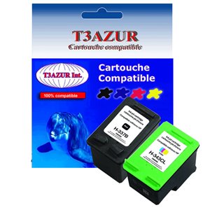 Pack 2 cartouches d'encre N° 337 XL Noir et N° 343 XL Couleur Grande Capacité pour imprimante HP Photosmart C4100