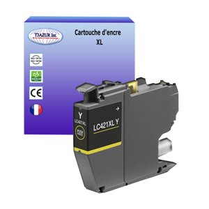 Cartouche d'encre compatible avec Brother DCP-J1050DW, DCP-J1140DW, MFC-J1010DW, LC421XL Jaune