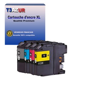 T3AZUR - 4x Cartouches compatibles avec Brother MFC-J5920DW, LC22E XL