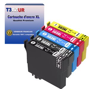 T3AZUR- 5x Cartouches compatibles avec Epson 503 XL pour Epson Expression Home XP-5200, XP-5205, WorkForce WF-2960DWF,WF-2965DWF