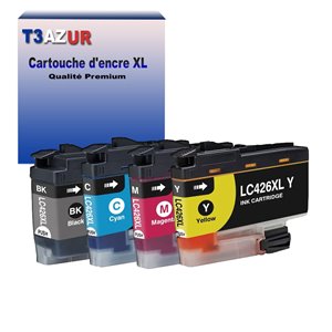 T3AZUR- 4x Cartouche compatible avec Brother LC426 XL pour Brother MFC-J4335DW, MFC-J4340DW, MFC-J4340DWE Jaune