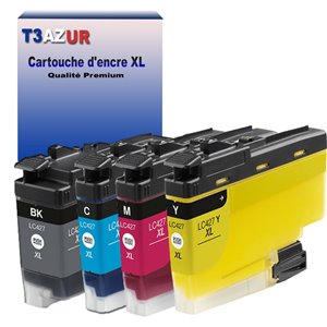 T3AZUR- 4x Cartouche compatible avec Brother LC427 XL pour Brother MFC-J5955DW, MFC-J6950, MFC-J6955DW