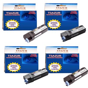 T3AZUR - Lot de 4 Toner générique pour DELL Laser 2130cn / 2135cn 