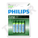 Pack de 4 piles Philips Longlife R03 Micro AAA