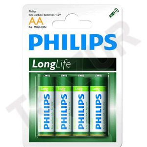 Pack de 4 piles Philips Longlife R06 Mignon AA