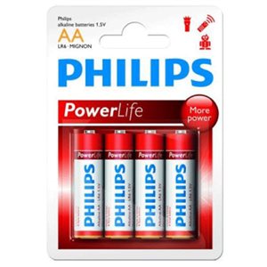 Pack de 4 piles Philips Powerlife LR06 Mignon AA