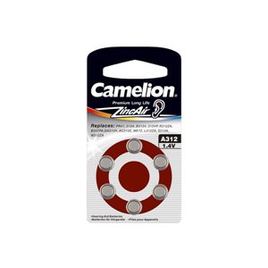 Piles Auditives A312 - Zinc Air Pack de 6 - Camelion