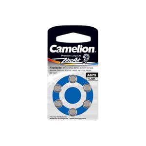 Piles Auditives A675 - Zinc Air Pack de 6 - Camelion