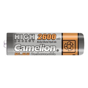 AA - Pack 4 piles accu rechargeables Ni-MH, R06, AA, 1.2V, 2600mAH - Camelion