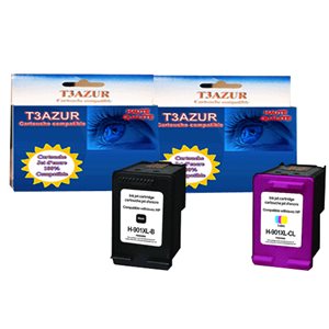 T3AZUR - Pack 2 cartouches compatibles HP (n°901) XL 