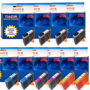 T3AZUR- Lot de 10 Cartouches compatibles pour Canon  BCI-6