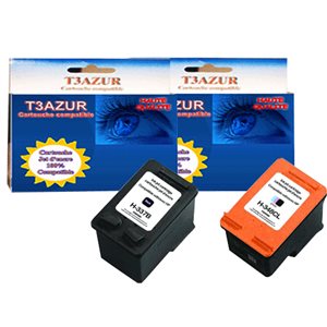 T3AZUR- Cartouche compatible HP n°337 ( C9364EE ) + HP n° 348 photo (C9369EE)